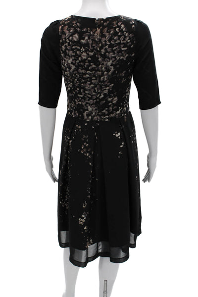 Cynthia Steffe Women Fit & Flare Dress Black 3/4 Sleeve Rayon Size S