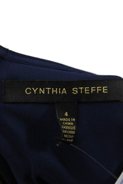 Cynthia Steffe Women Shift Dress Dark Blue Zip Above Knee Size 4