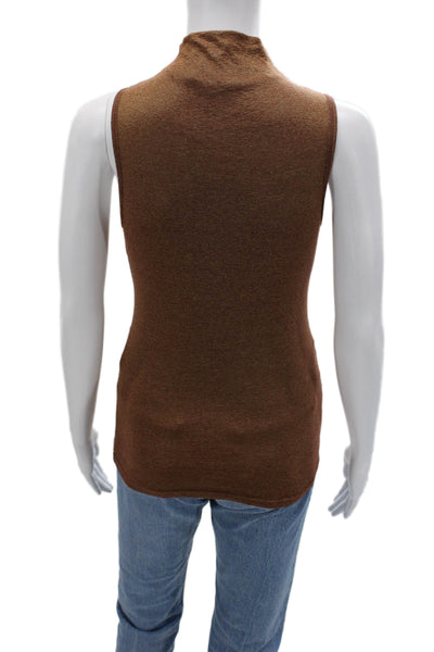 Michael Stars Womens Brown Mock Neck Sleeveless Tank Basic 50%Cotton Size One