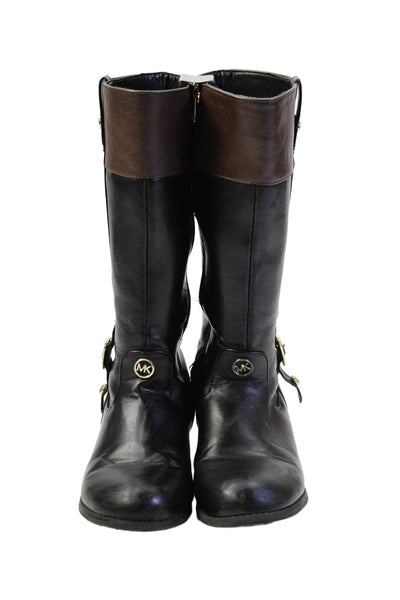 Michael Michael Kors Girls Color Block Zippered Knee High Boots Black Size 1