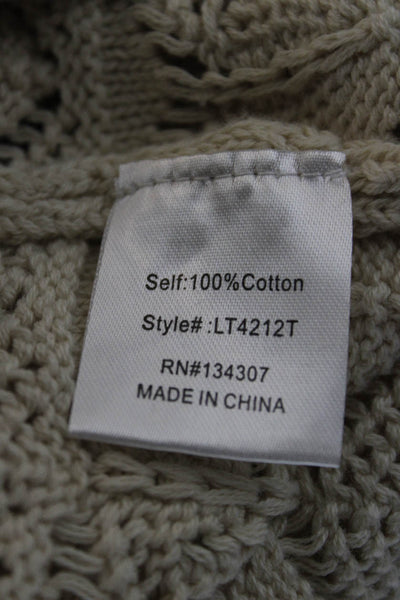 Line & Dot Unisex Pullover Sweater Beige Geometric Crew Neck 100% Cotton Size S