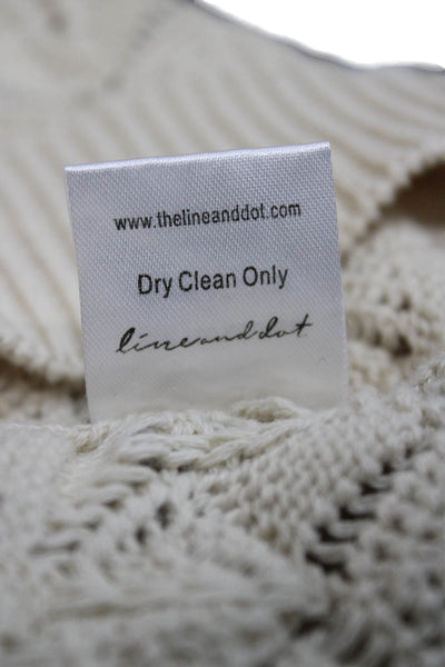 Line & Dot Unisex Pullover Sweater Beige Geometric Crew Neck 100% Cotton Size S