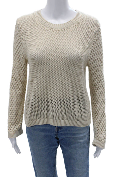 J Crew Women Pullover Merino Wool Crew Neck Long Sleeve Sweater Beige Size S