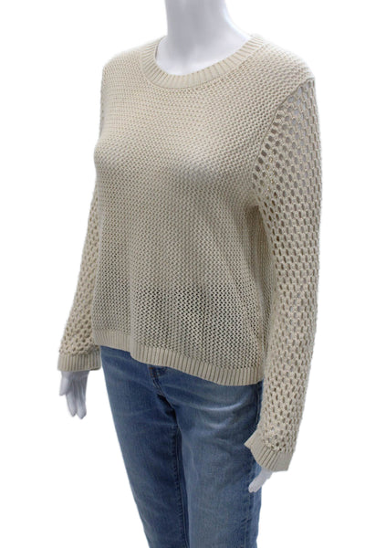 J Crew Women Pullover Merino Wool Crew Neck Long Sleeve Sweater Beige Size S