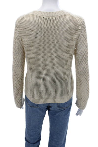J Crew Women Pullover Merino Wool Crew Neck Long Sleeve Sweater Beige Size S