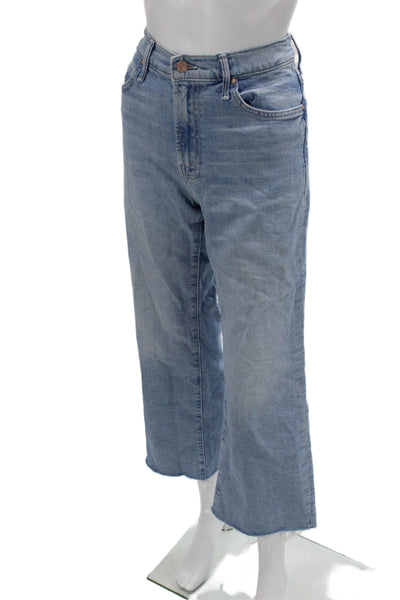 Mother Womens Cropped Wide Leg Jeans Light Blue Mid Rise Button 25 In Size 27