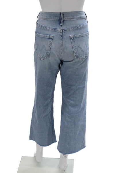 Mother Womens Cropped Wide Leg Jeans Light Blue Mid Rise Button 25 In Size 27