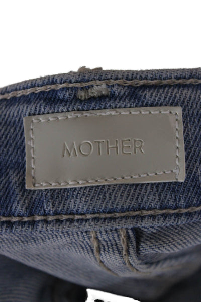 Mother Womens Cropped Wide Leg Jeans Light Blue Mid Rise Button 25 In Size 27
