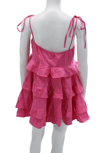 Hello Molly Women Pink Trapeze Swing Sundress Cotton Sleeveless Size XS
