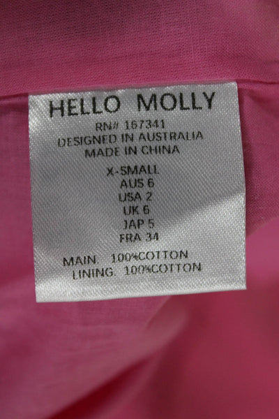 Hello Molly Women Pink Trapeze Swing Sundress Cotton Sleeveless Size XS