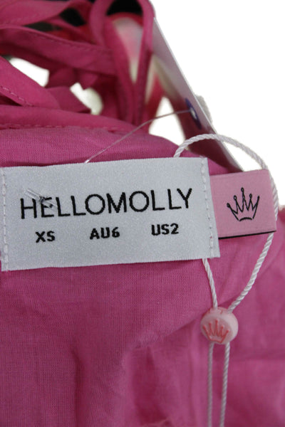 Hello Molly Women Pink Trapeze Swing Sundress Cotton Sleeveless Size XS