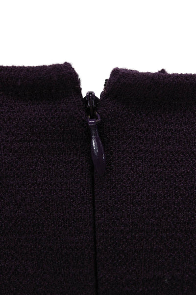 Carolina Herrera Womens Fit-Flare Wool Midi Dress Purple V-Neck Size 6