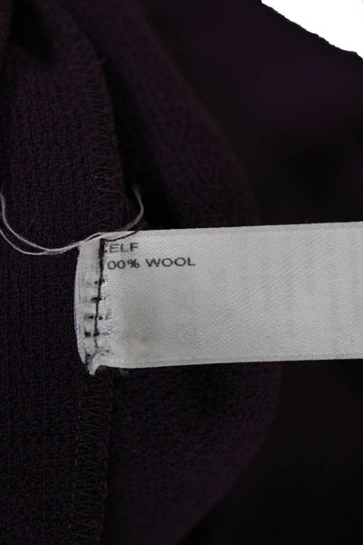 Carolina Herrera Womens Fit-Flare Wool Midi Dress Purple V-Neck Size 6