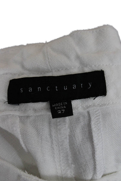 Sanctuary Womens Cropped Paperbag Linen Pants White Size 27