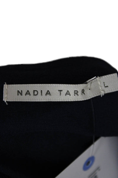Nadia Tarr Womens Dark Blue Cropped High Neck Tank Basic Size L
