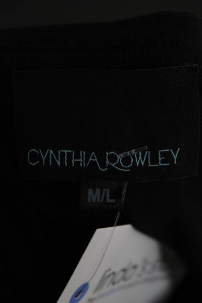 Cynthia Rowley Womens Basic Graphic T-Shirt Black Short Sleeve Cotton Size M