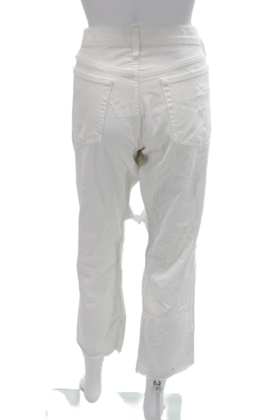 Rag & Bone Jean Women Boyfriend Cropped Jeans White Mid Rise 25 Inseam Size 29