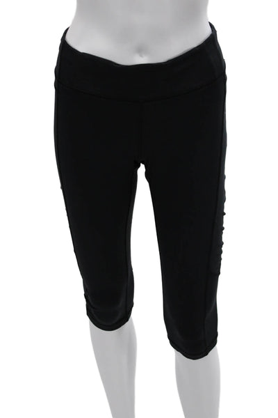 Lululemon Women Black Nylon Capri Leggings Drawstring Sports Size 10