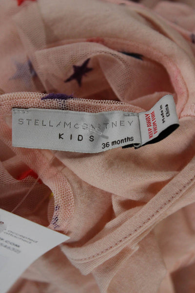Stella McCartney Kids Short Sleeve Round Neck Star Print Sundress Pink Size 36M