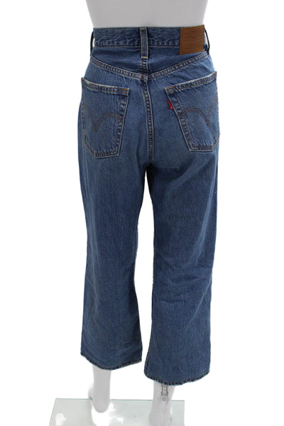 Levis Womens Cropped Wide Leg Jeans Blue Mid Rise Size 27
