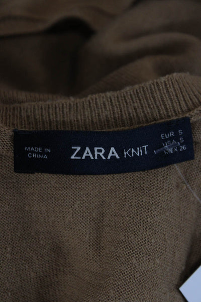 Zara Unisex Brown Crew Neck Pullover Long Sleeve Size S