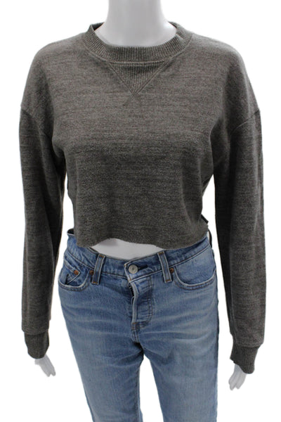Zara Women Pullover Sweatshirt Gray Crew Neck Long Sleeve Size S
