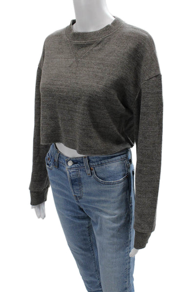 Zara Women Pullover Sweatshirt Gray Crew Neck Long Sleeve Size S