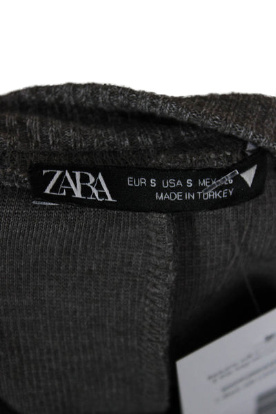 Zara Women Pullover Sweatshirt Gray Crew Neck Long Sleeve Size S
