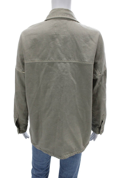 Zara Women Military Jacket Gray Cotton Long Sleeve Petite Size 2XS