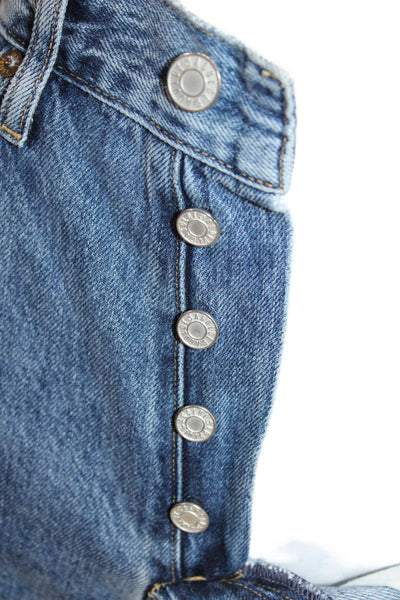 Agolde Women Mom Ankle Cropped Jeans Dark Blue Mid Rise Button Size 25