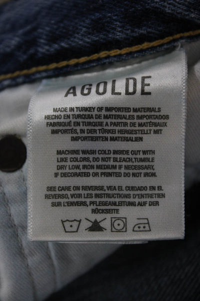 Agolde Women Mom Ankle Cropped Jeans Dark Blue Mid Rise Button Size 25