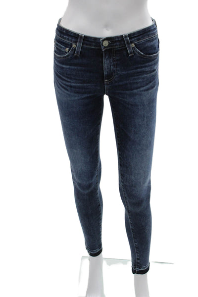 AG Women Ankle Skinny Jeans Dark Blue Mid Rise Inseam 28 Size 25