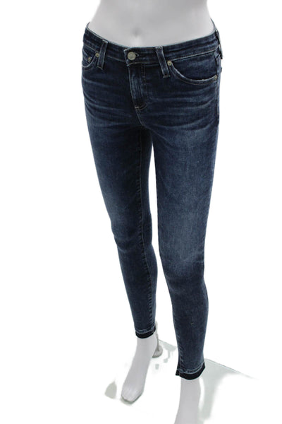 AG Women Ankle Skinny Jeans Dark Blue Mid Rise Inseam 28 Size 25
