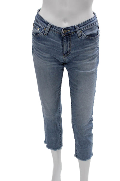 AG Womens Ankle Cropped Mid Rise Blue Jeans Button Fly Size 25