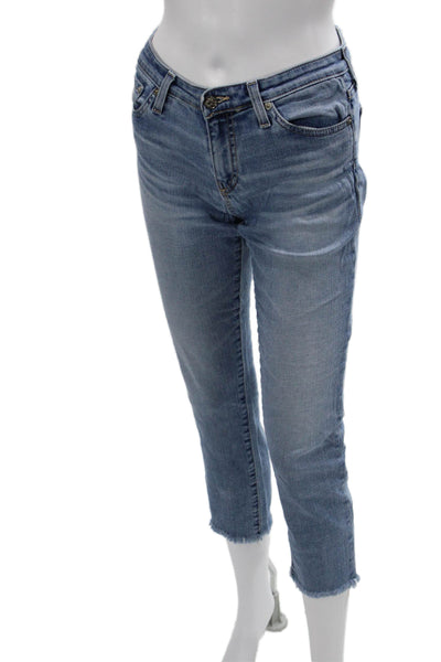 AG Womens Ankle Cropped Mid Rise Blue Jeans Button Fly Size 25