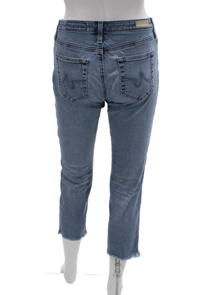 AG Womens Ankle Cropped Mid Rise Blue Jeans Button Fly Size 25