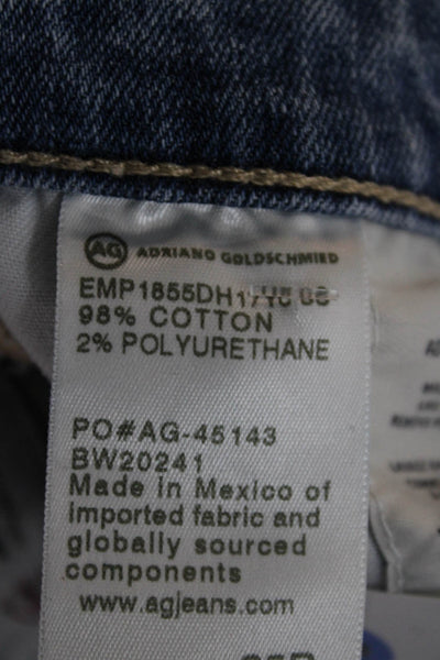 AG Womens Ankle Cropped Mid Rise Blue Jeans Button Fly Size 25