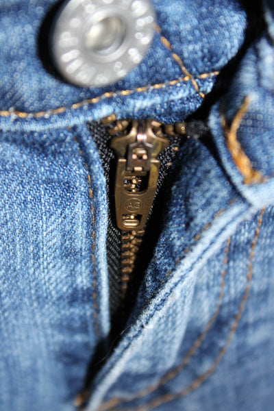 AG Women Ankle Cropped Skinny Jeans Blue Mid Rise Button Size 25