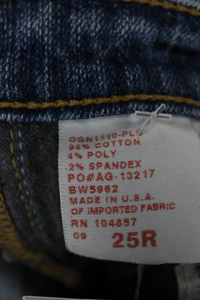 AG Women Ankle Cropped Skinny Jeans Blue Mid Rise Button Size 25