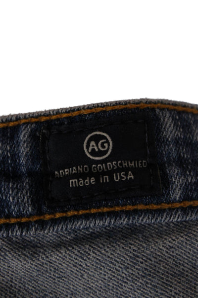AG Women Ankle Cropped Skinny Jeans Blue Mid Rise Button Size 25