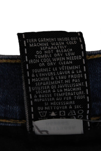 7 For All Mankind Women Cropped Dark Blue Mid Rise Jeans Petites Size 24