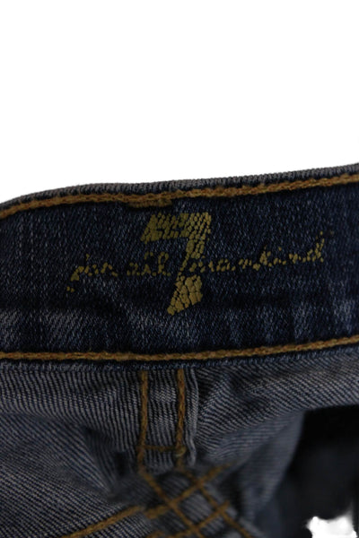 7 For All Mankind Women Cropped Dark Blue Mid Rise Jeans Petites Size 24