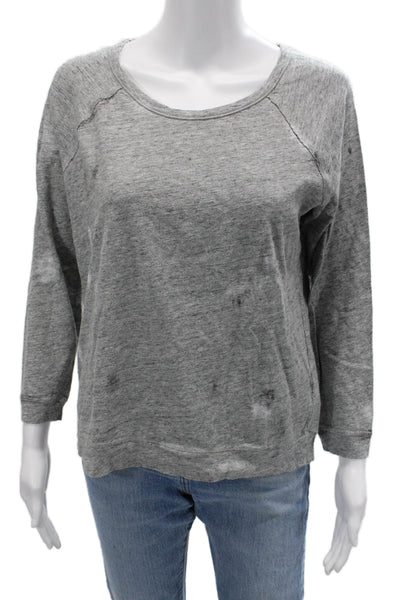 Majestic Filatures Women Basic Jersey Gray Round Neck 3/4 Sleeve T-Shirt Size S
