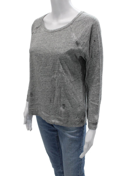 Majestic Filatures Women Basic Jersey Gray Round Neck 3/4 Sleeve T-Shirt Size S