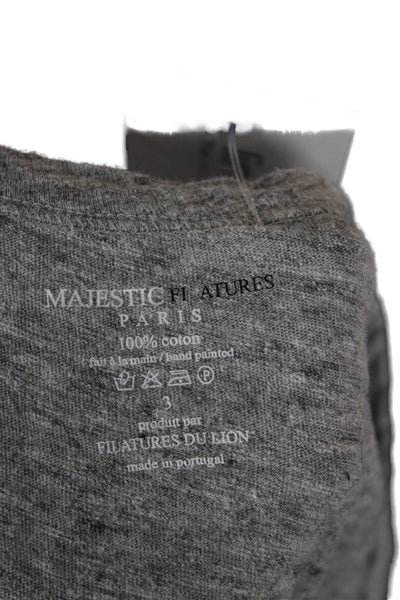 Majestic Filatures Women Basic Jersey Gray Round Neck 3/4 Sleeve T-Shirt Size S