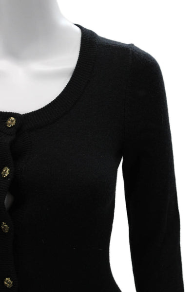 Juicy Couture Women Cardigan Black 3/4 Sleeve Button Cashmere Blend Size PP