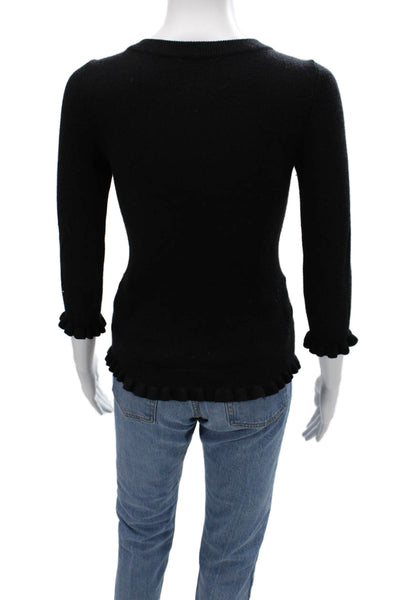 Juicy Couture Women Cardigan Black 3/4 Sleeve Button Cashmere Blend Size PP