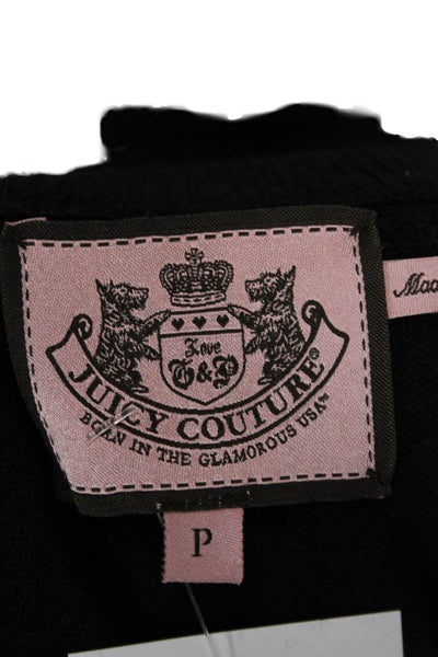 Juicy Couture Women Cardigan Black 3/4 Sleeve Button Cashmere Blend Size PP
