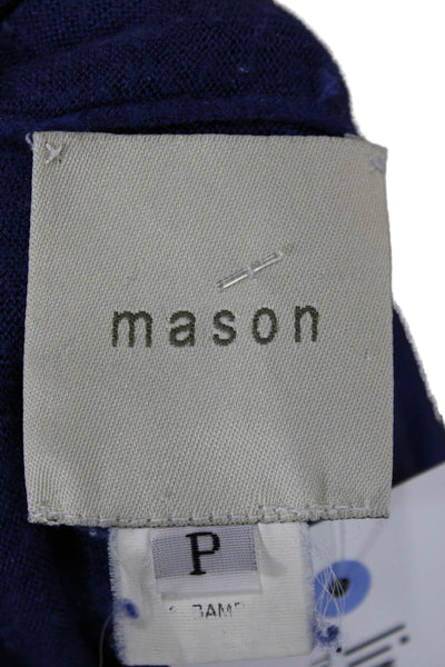 Mason Unisex Cardigan Dark Blue Silk Long Sleeve Solid Size PP