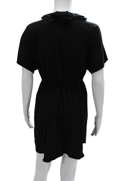 Rebecca Taylor Womens Kaftan Dress Short Sleeve Black Cotton Size S